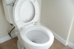 White ceramic toilet bowl